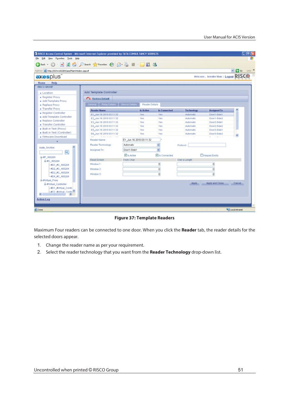 RISCO Group ACIS User Manual | Page 60 / 111