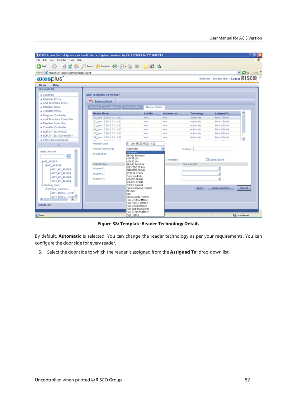 RISCO Group ACIS User Manual | Page 61 / 111