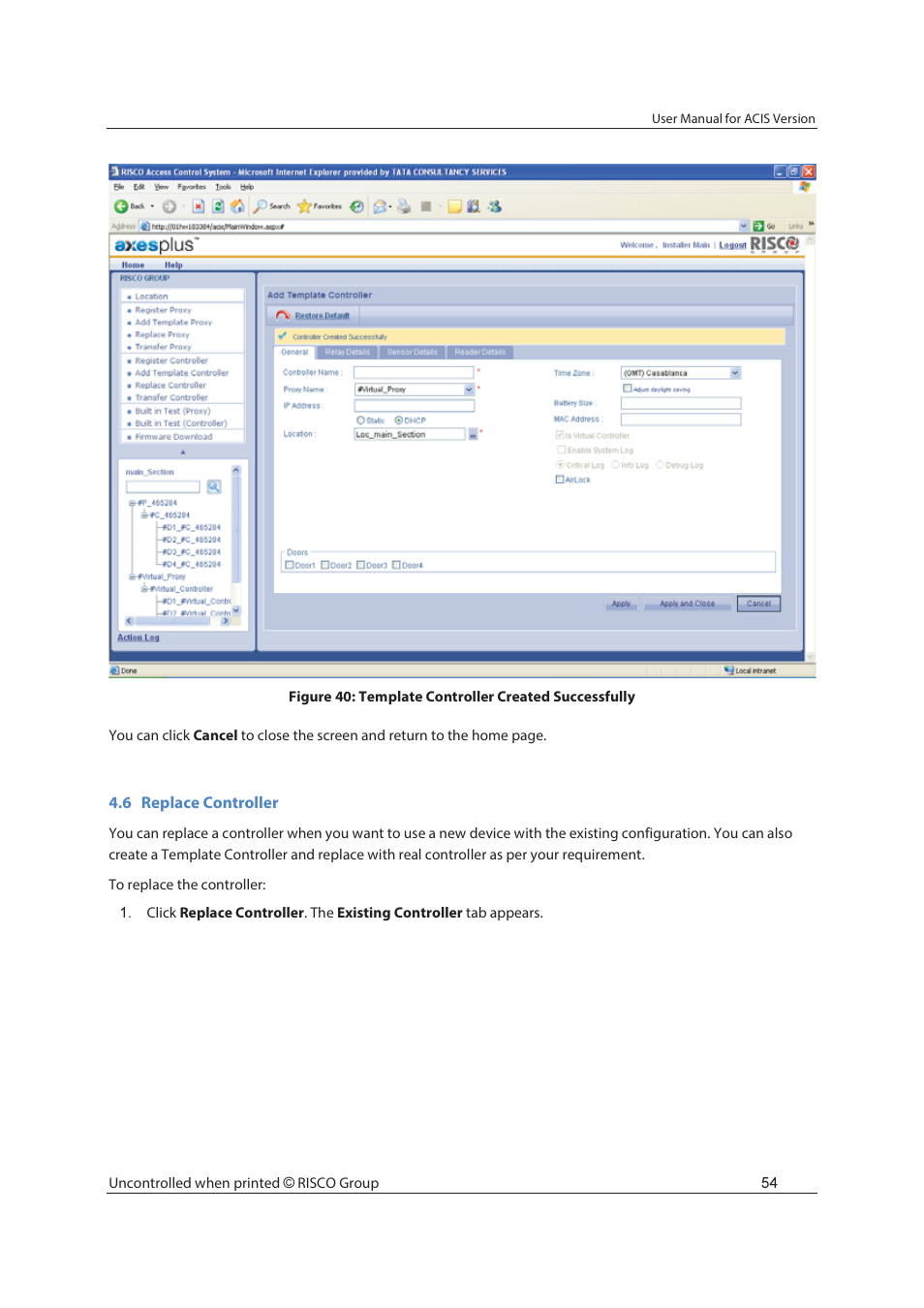 RISCO Group ACIS User Manual | Page 63 / 111