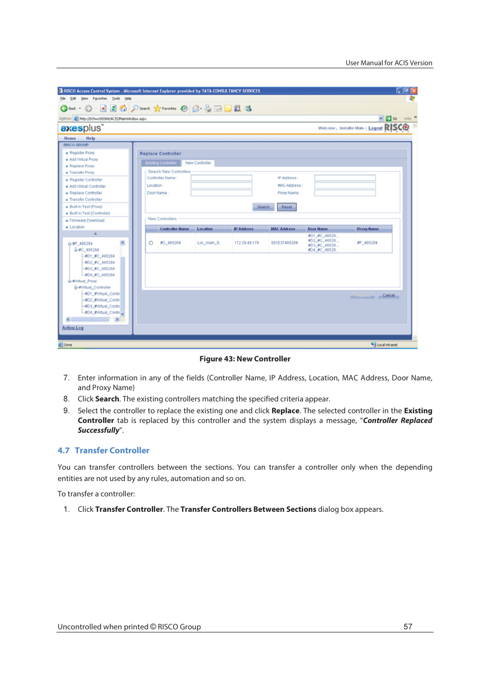 RISCO Group ACIS User Manual | Page 66 / 111