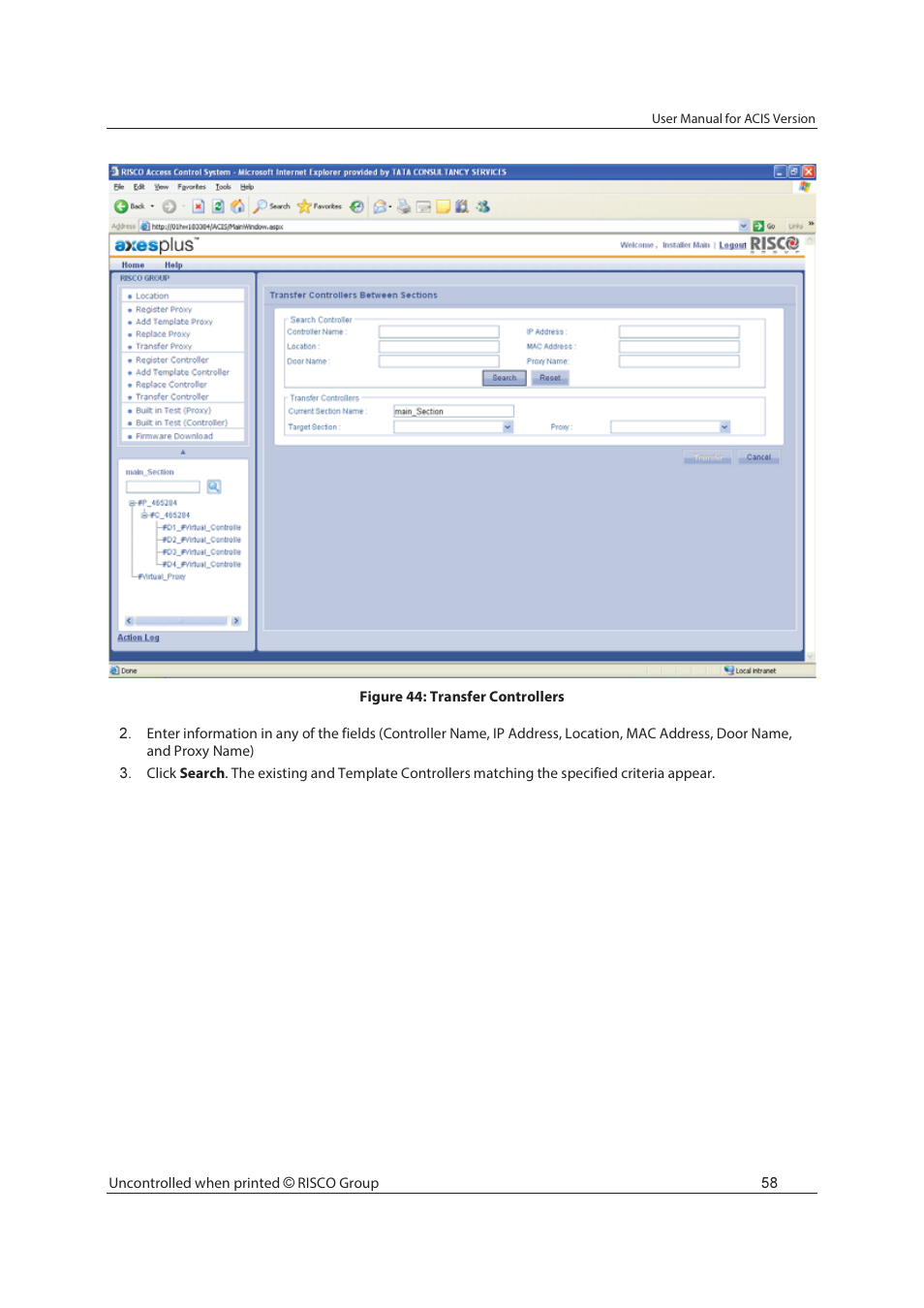 RISCO Group ACIS User Manual | Page 67 / 111