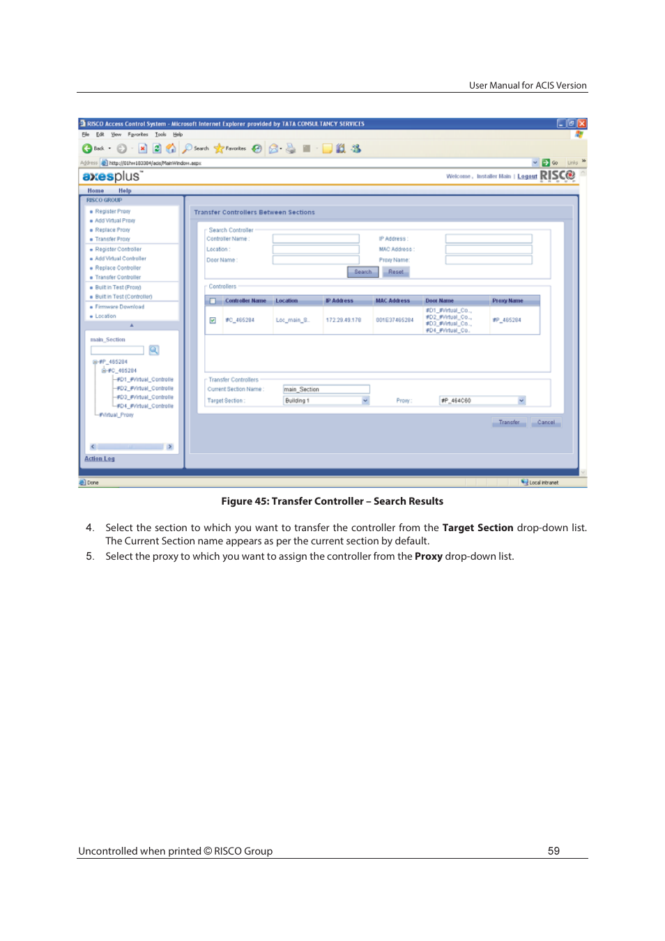 RISCO Group ACIS User Manual | Page 68 / 111