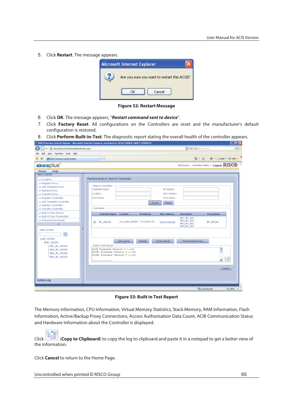 RISCO Group ACIS User Manual | Page 74 / 111