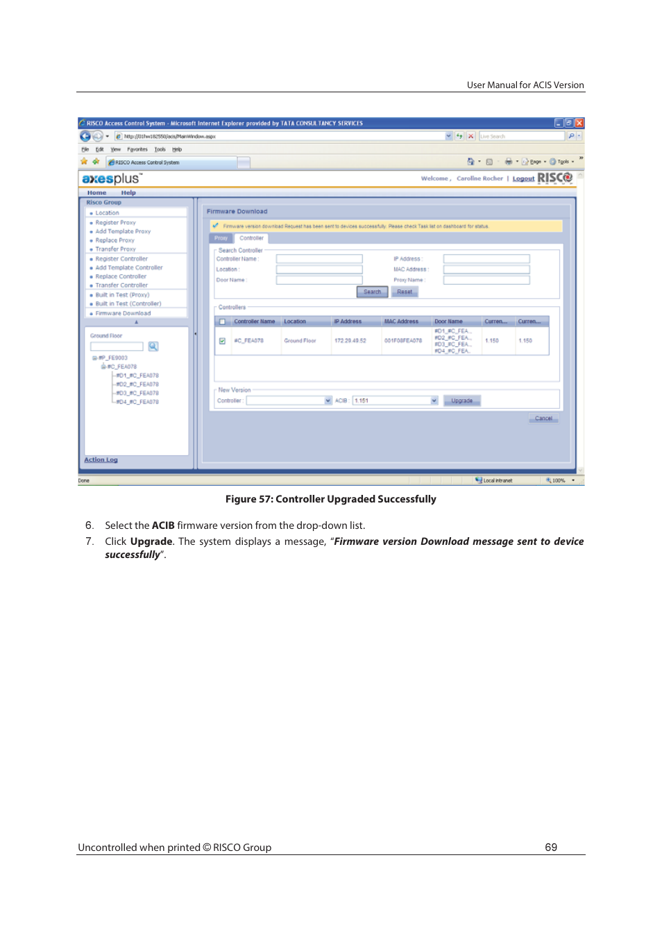 RISCO Group ACIS User Manual | Page 78 / 111