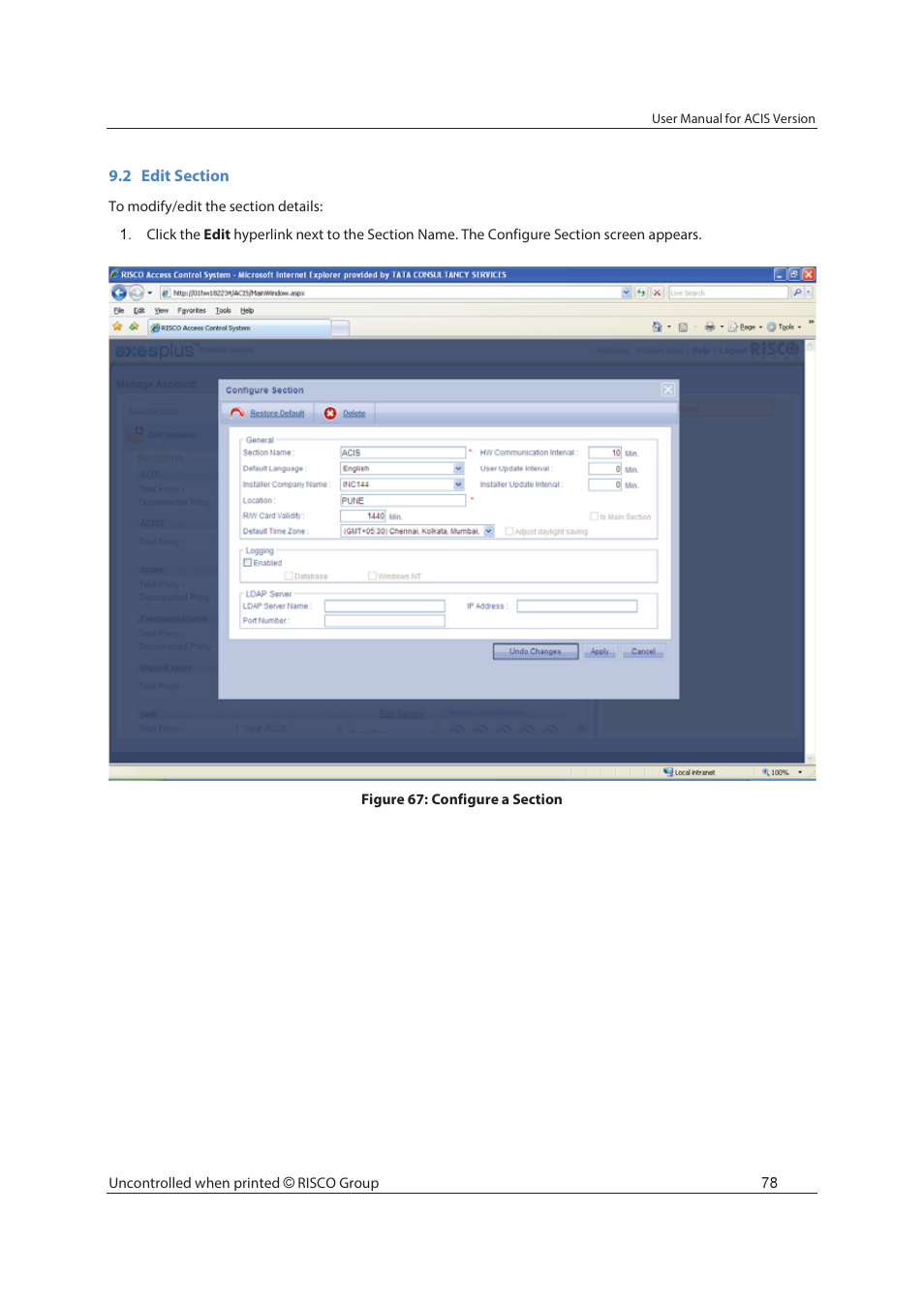 RISCO Group ACIS User Manual | Page 87 / 111