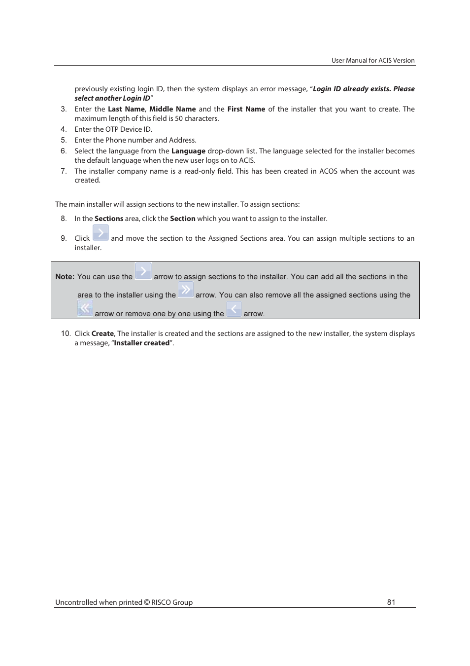 RISCO Group ACIS User Manual | Page 90 / 111