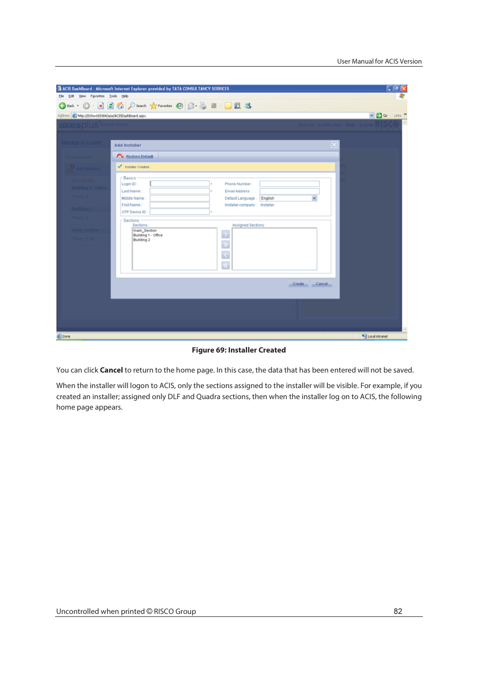 RISCO Group ACIS User Manual | Page 91 / 111