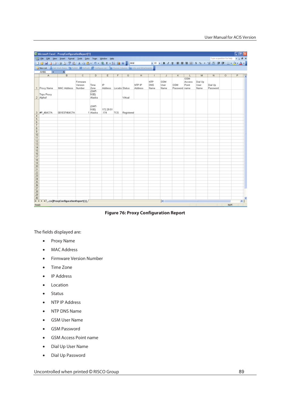 RISCO Group ACIS User Manual | Page 98 / 111