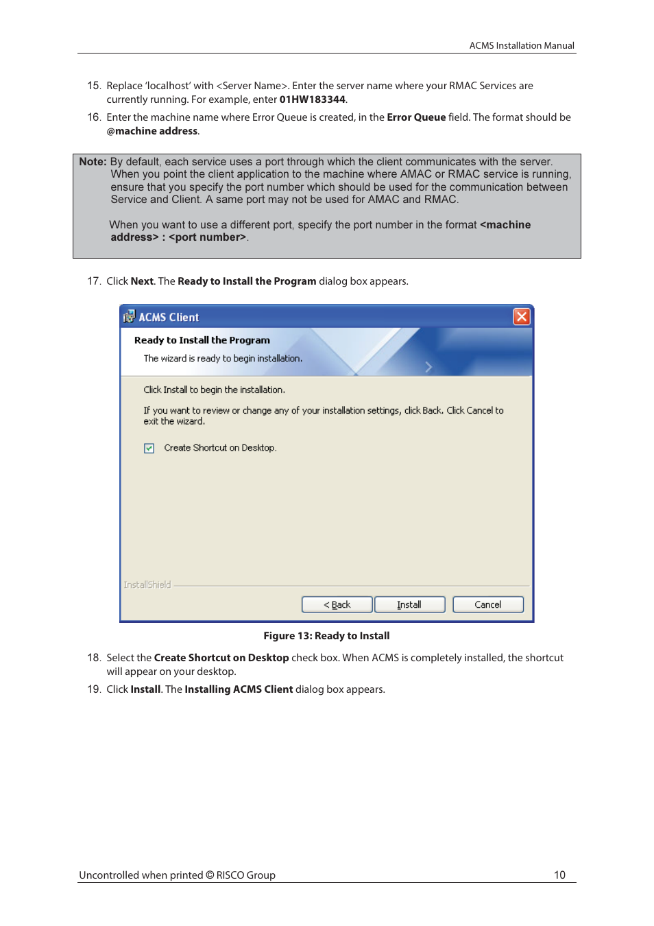 RISCO Group ACMS User Manual | Page 16 / 32