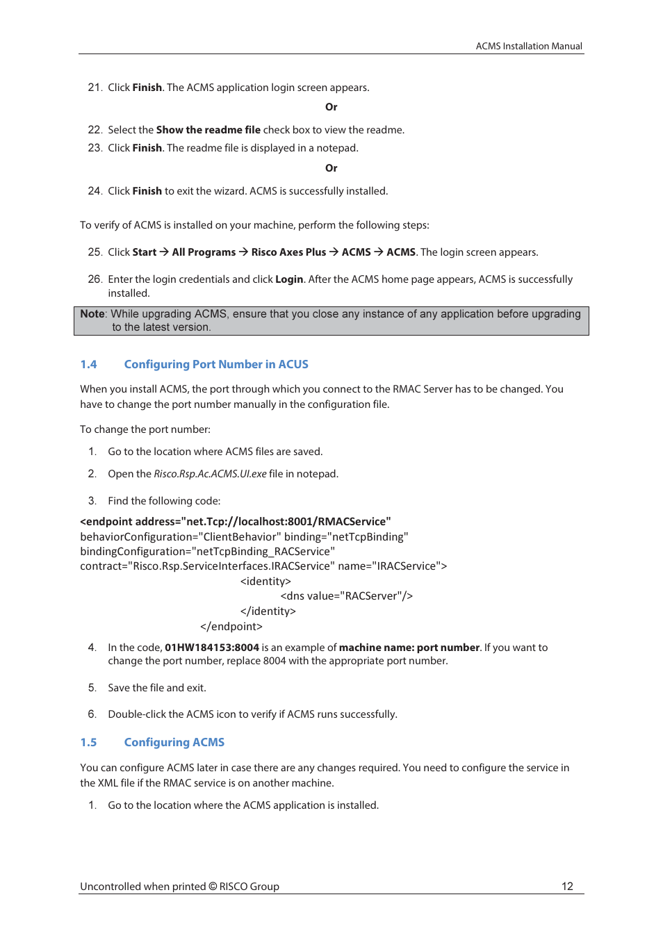 RISCO Group ACMS User Manual | Page 18 / 32