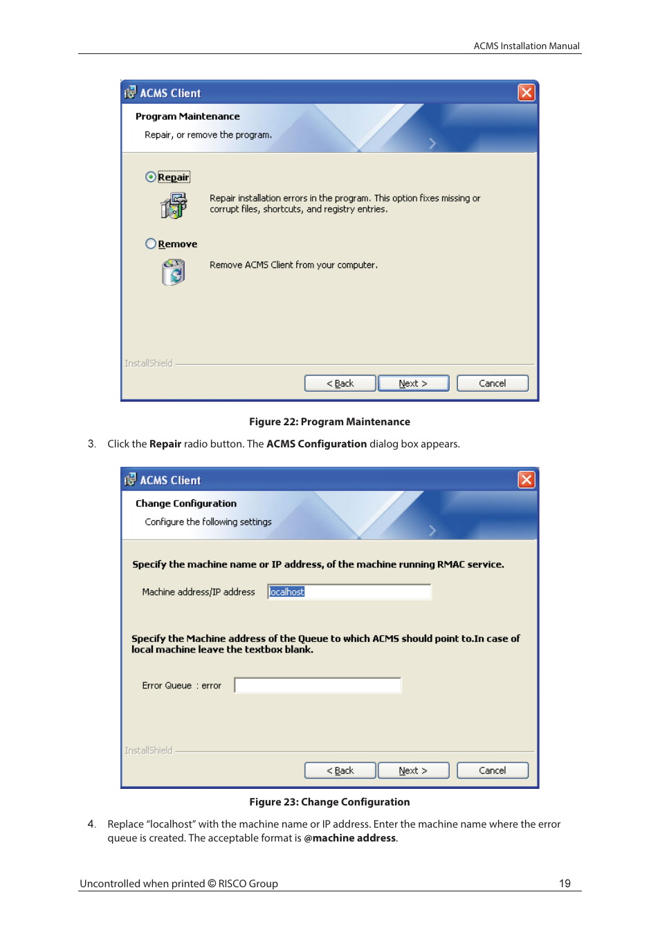 RISCO Group ACMS User Manual | Page 25 / 32