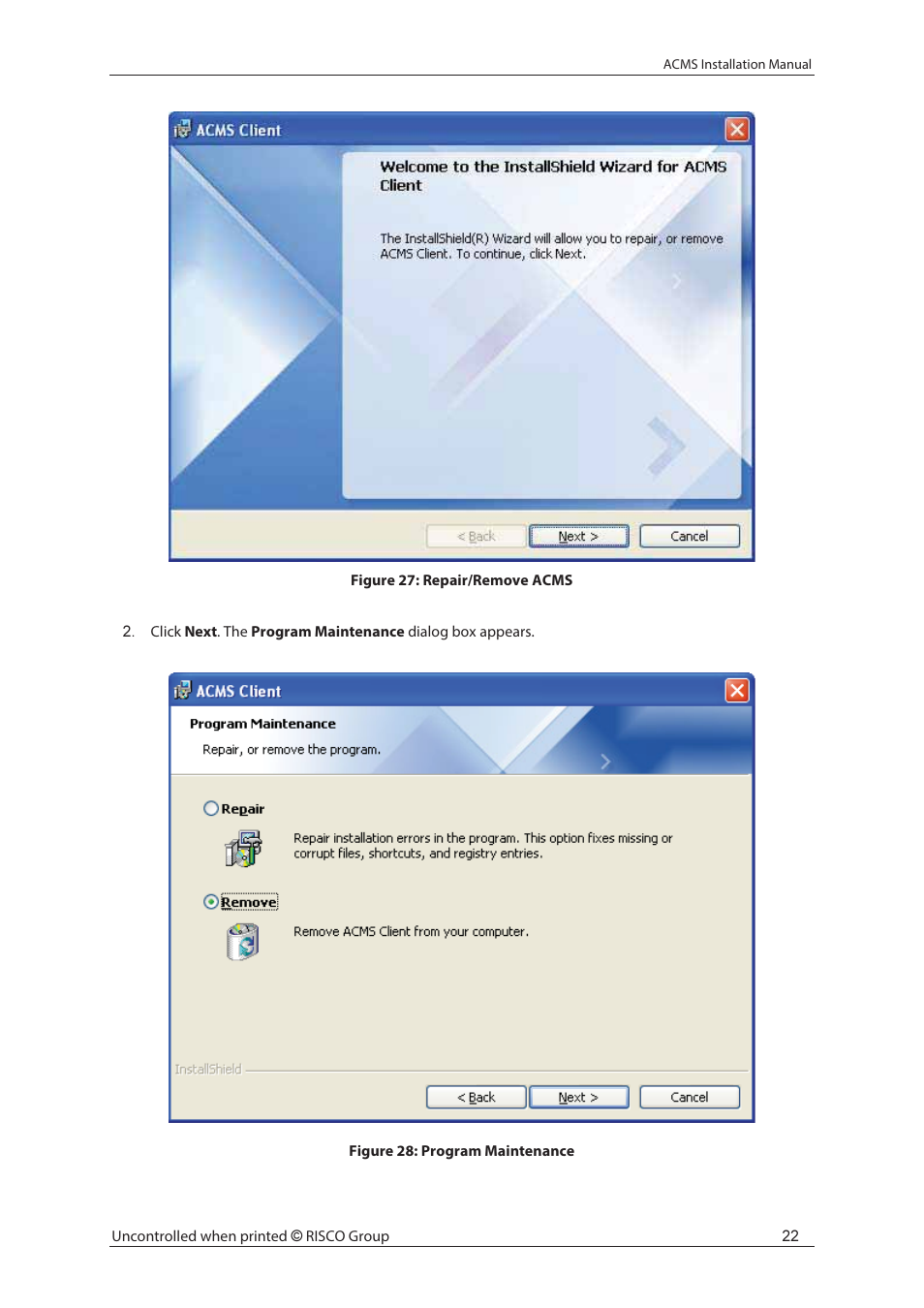 RISCO Group ACMS User Manual | Page 28 / 32