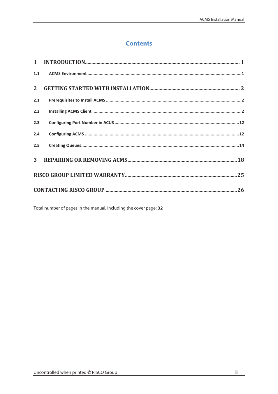 RISCO Group ACMS User Manual | Page 4 / 32