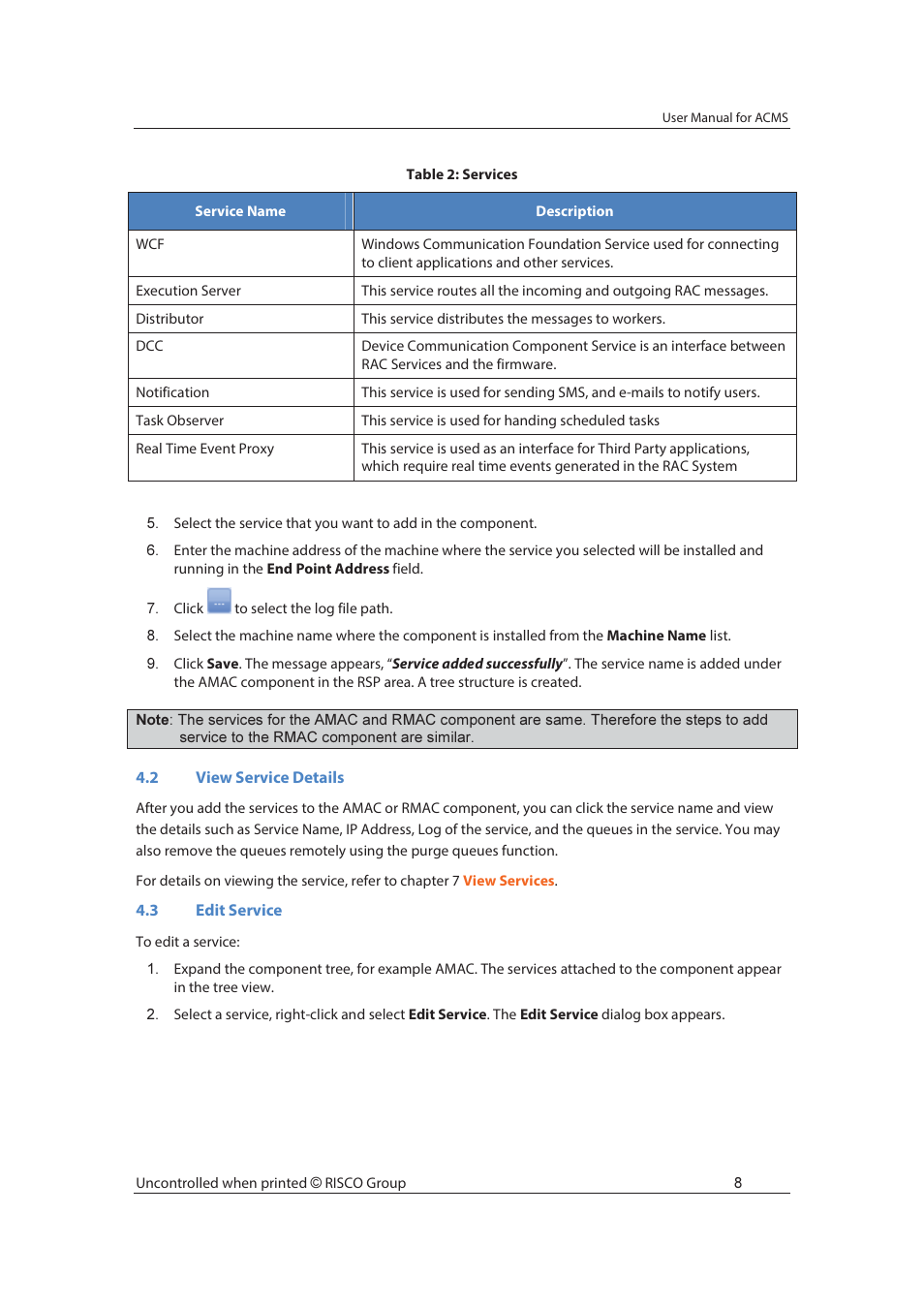 RISCO Group ACMS User Manual | Page 15 / 36