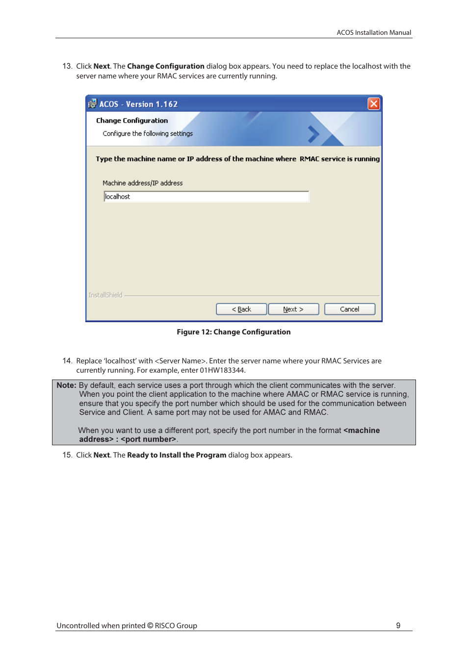 RISCO Group ACOS User Manual | Page 15 / 28