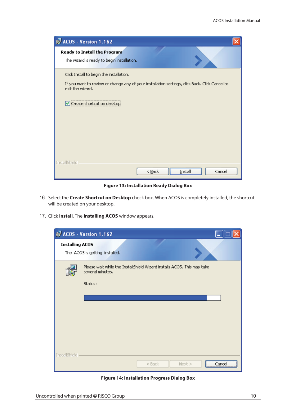 RISCO Group ACOS User Manual | Page 16 / 28