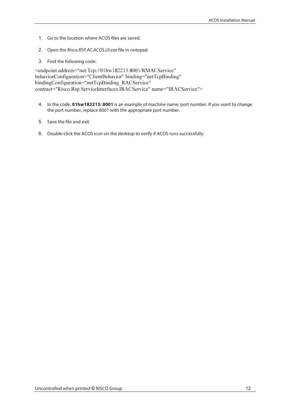RISCO Group ACOS User Manual | Page 18 / 28