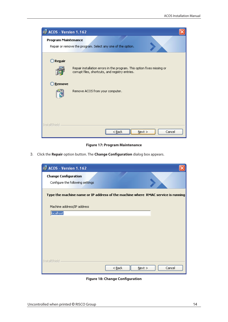 RISCO Group ACOS User Manual | Page 20 / 28