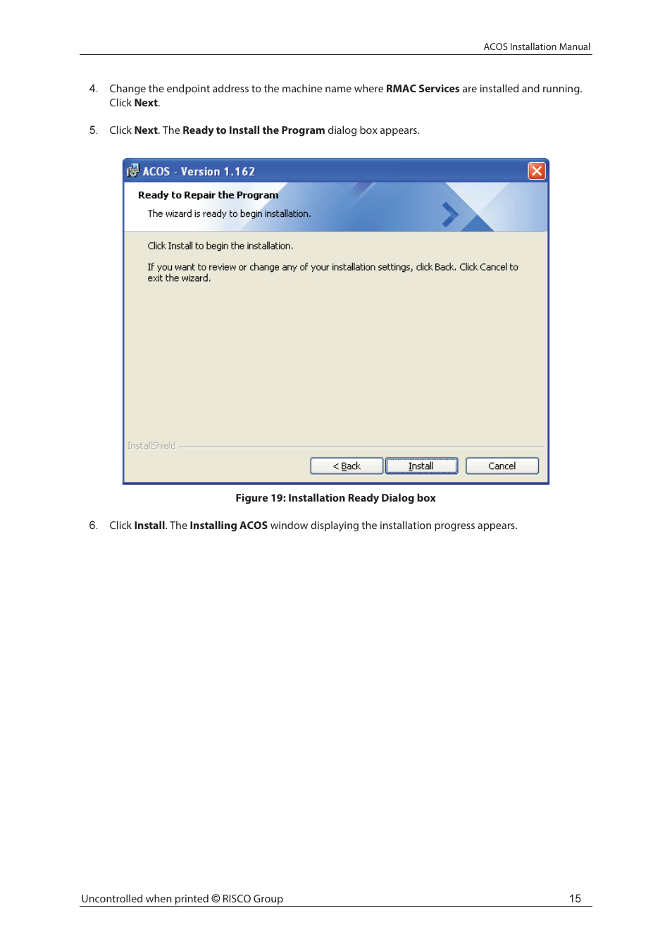 RISCO Group ACOS User Manual | Page 21 / 28