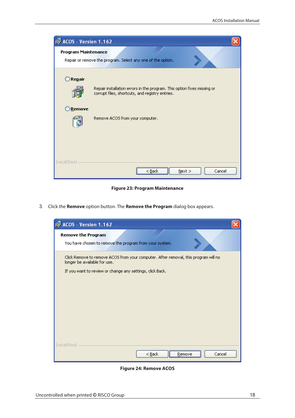RISCO Group ACOS User Manual | Page 24 / 28