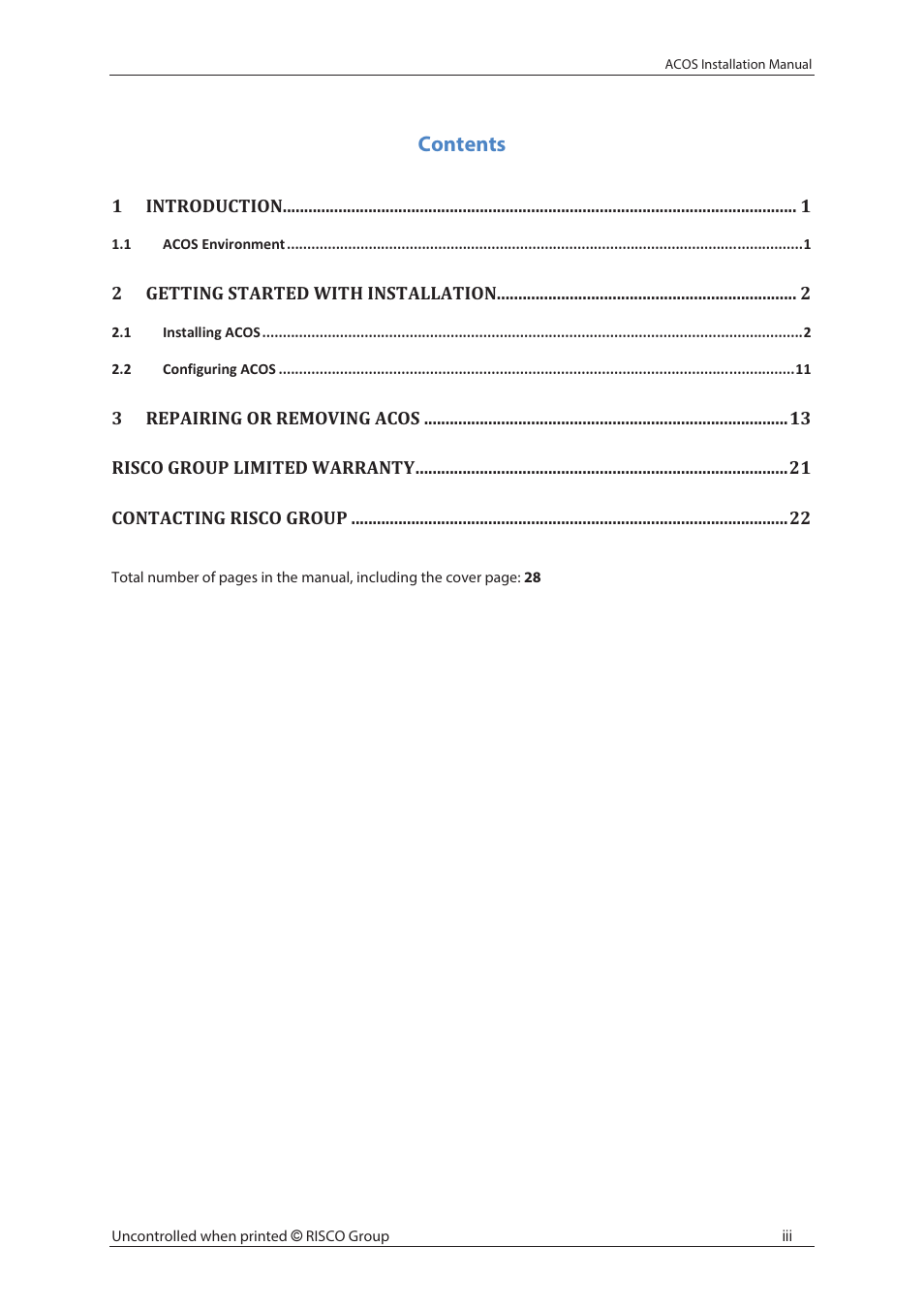 RISCO Group ACOS User Manual | Page 4 / 28