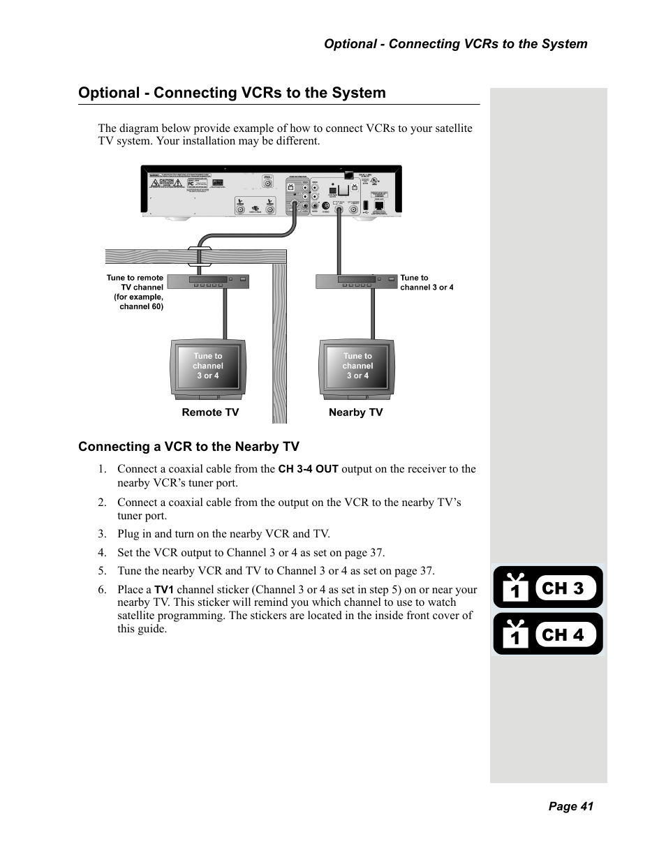 Optional - connecting vcrs to the system | Dish Network DISH 625 User Manual | Page 19 / 26