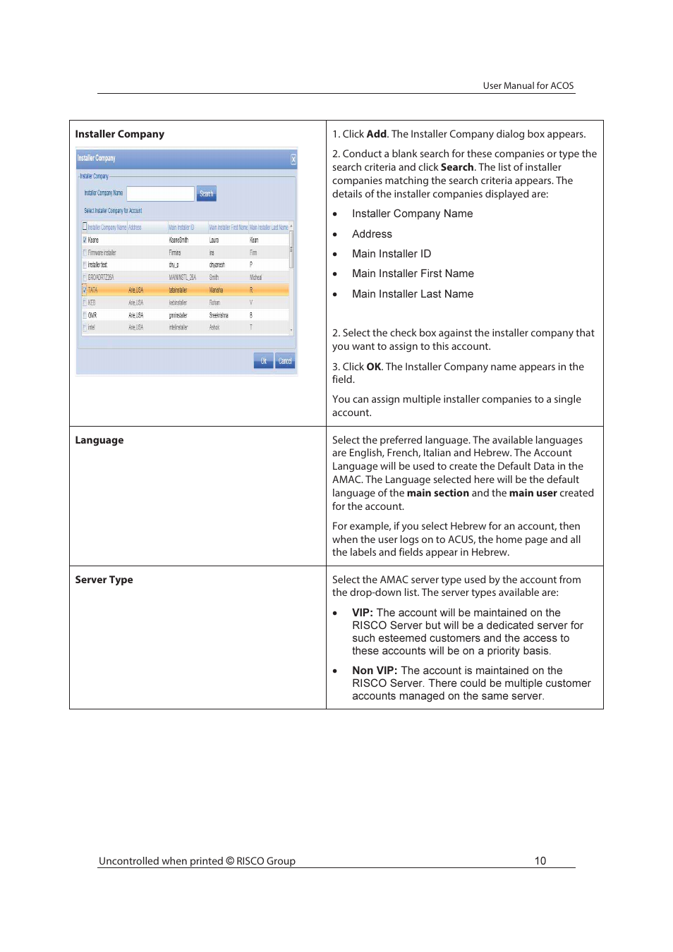 RISCO Group ACOS User Manual | Page 18 / 88