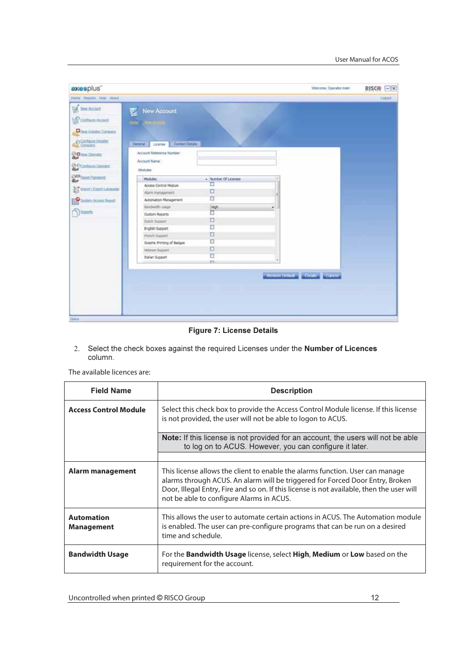 RISCO Group ACOS User Manual | Page 20 / 88