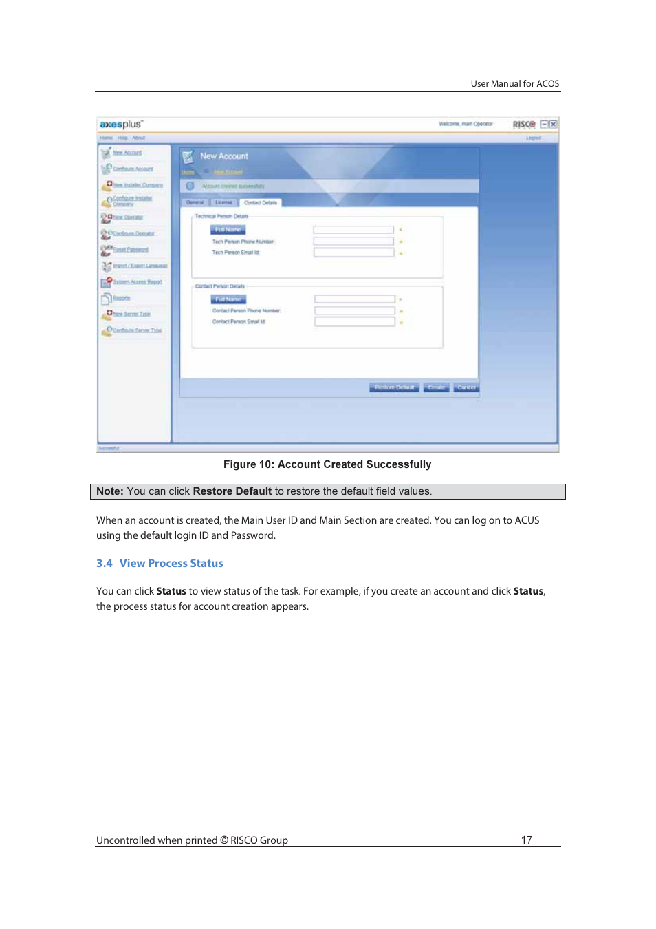 RISCO Group ACOS User Manual | Page 25 / 88