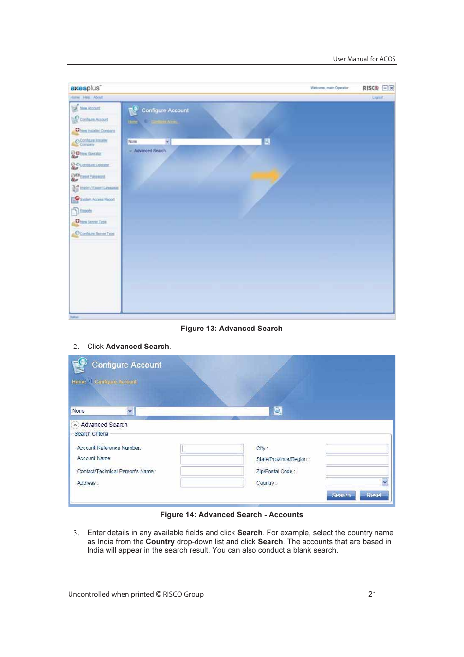 RISCO Group ACOS User Manual | Page 29 / 88