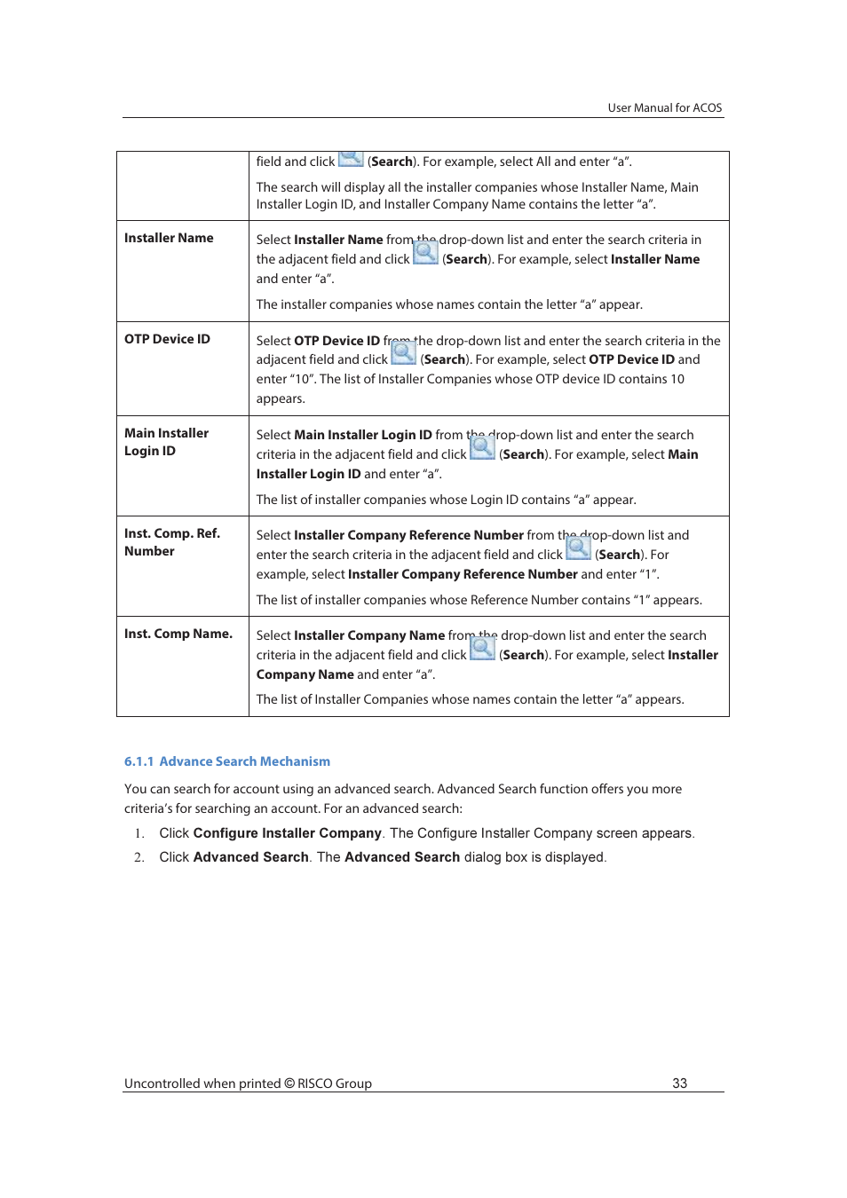 RISCO Group ACOS User Manual | Page 41 / 88