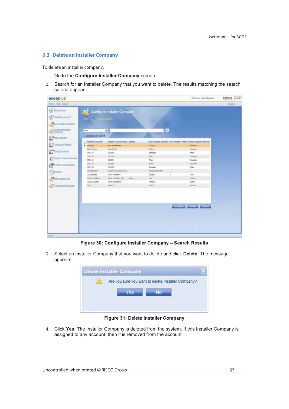 RISCO Group ACOS User Manual | Page 45 / 88