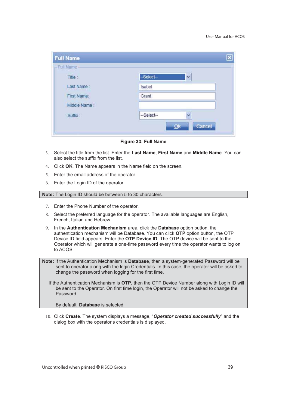 RISCO Group ACOS User Manual | Page 47 / 88