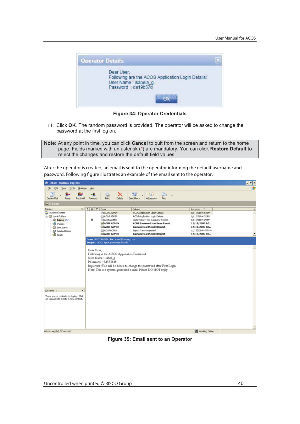 RISCO Group ACOS User Manual | Page 48 / 88