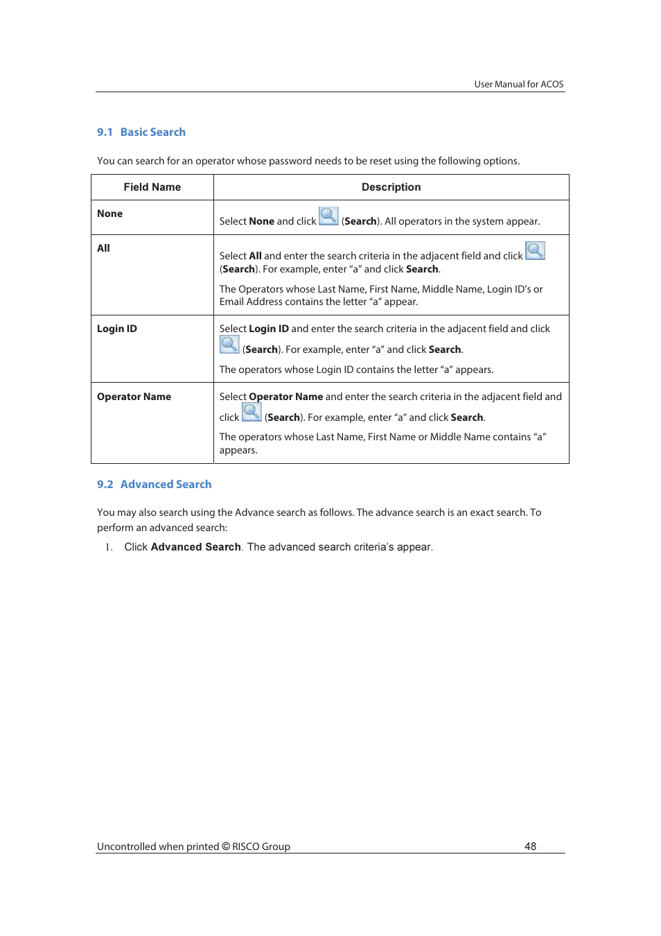 RISCO Group ACOS User Manual | Page 56 / 88