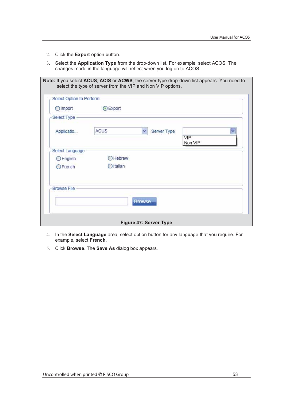 RISCO Group ACOS User Manual | Page 61 / 88