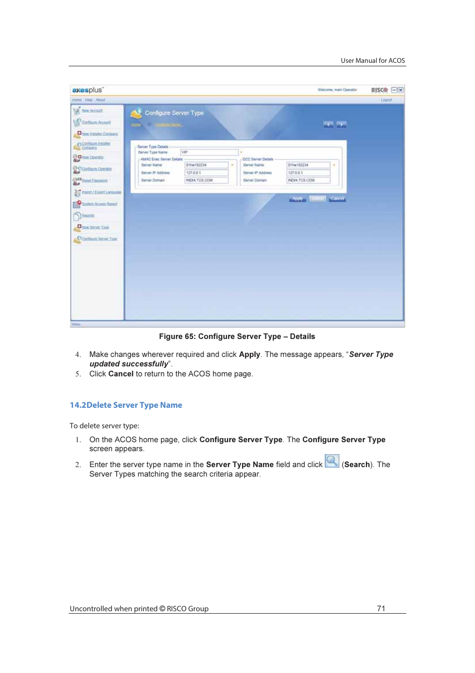 RISCO Group ACOS User Manual | Page 79 / 88