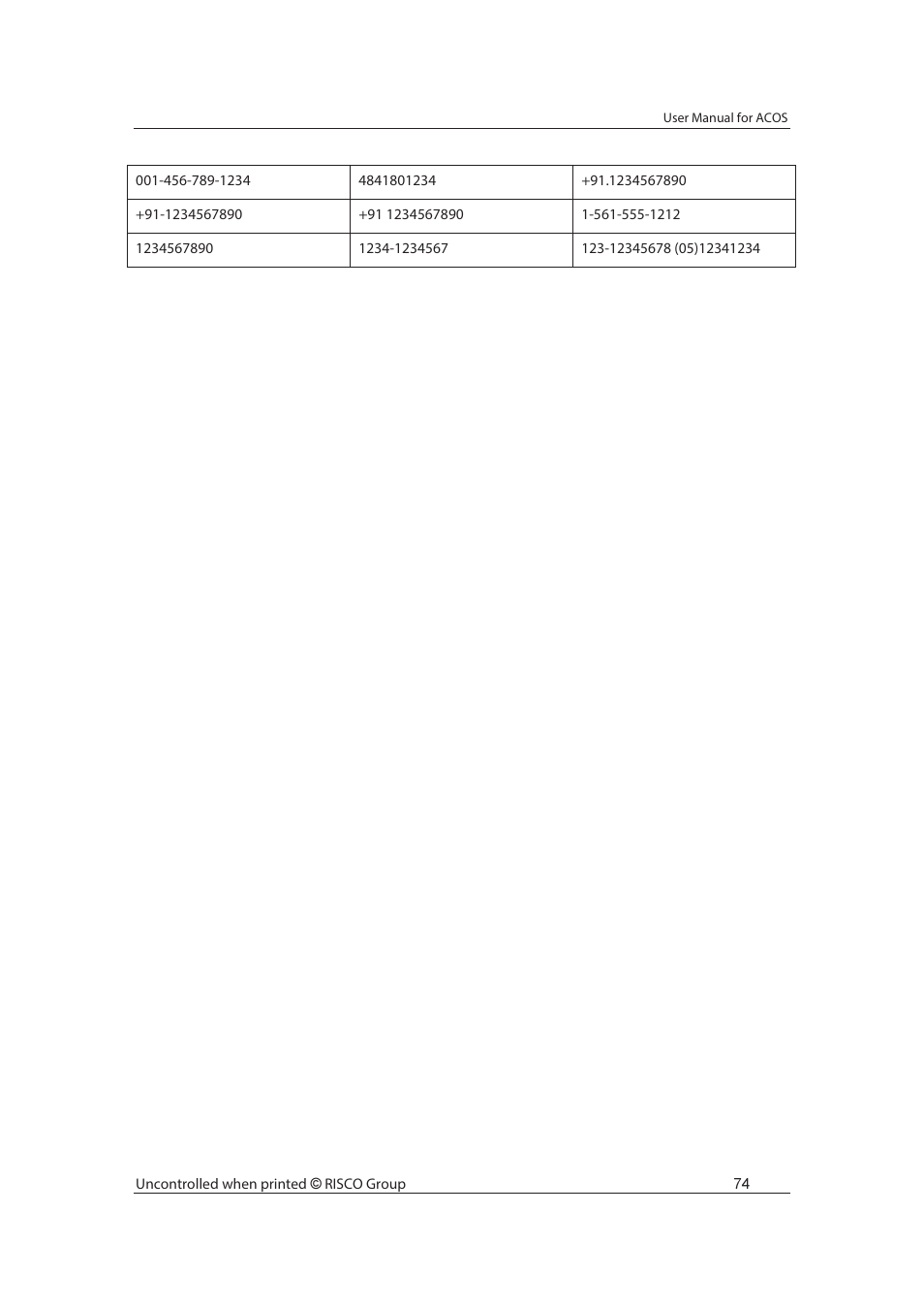 RISCO Group ACOS User Manual | Page 82 / 88