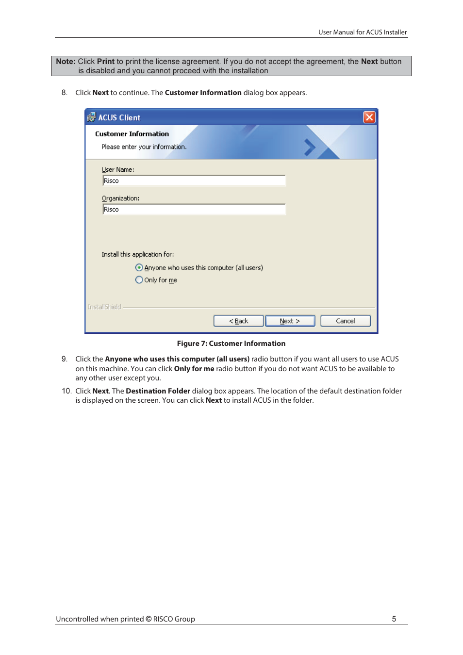 RISCO Group ACUS User Manual | Page 11 / 28