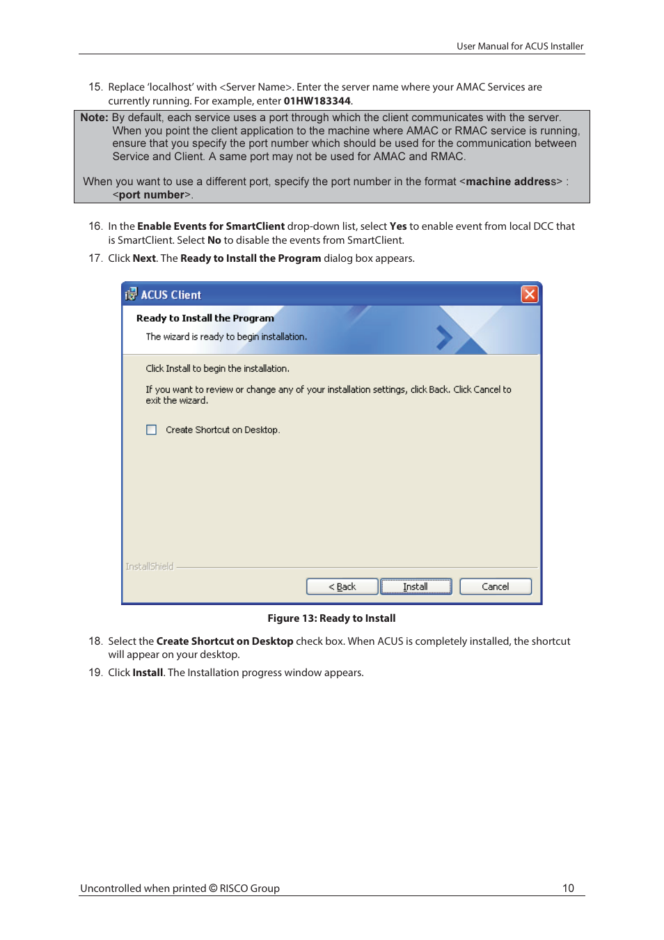 RISCO Group ACUS User Manual | Page 16 / 28
