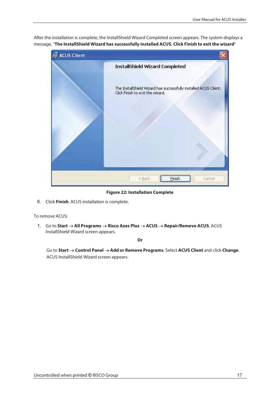 RISCO Group ACUS User Manual | Page 23 / 28