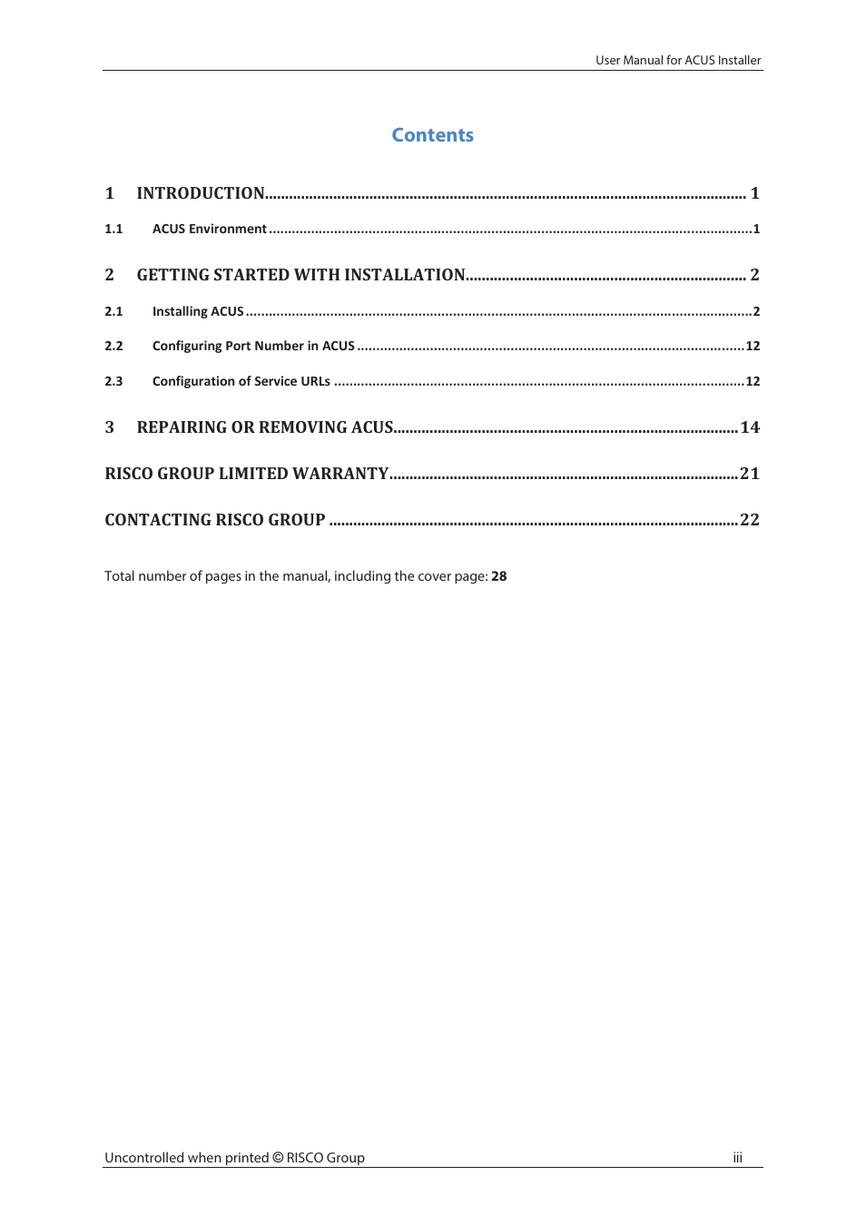 RISCO Group ACUS User Manual | Page 4 / 28