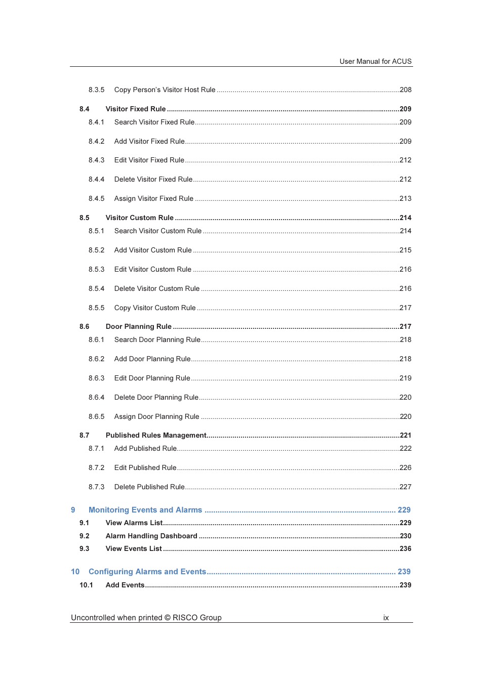 RISCO Group ACUS User Manual | Page 10 / 525