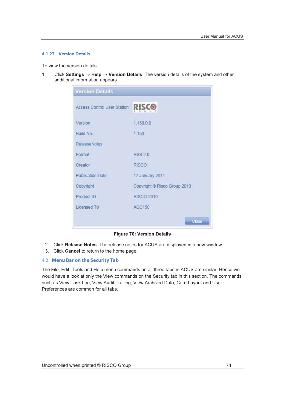 RISCO Group ACUS User Manual | Page 102 / 525