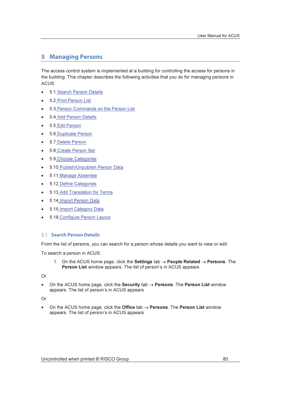 5managing persons | RISCO Group ACUS User Manual | Page 108 / 525