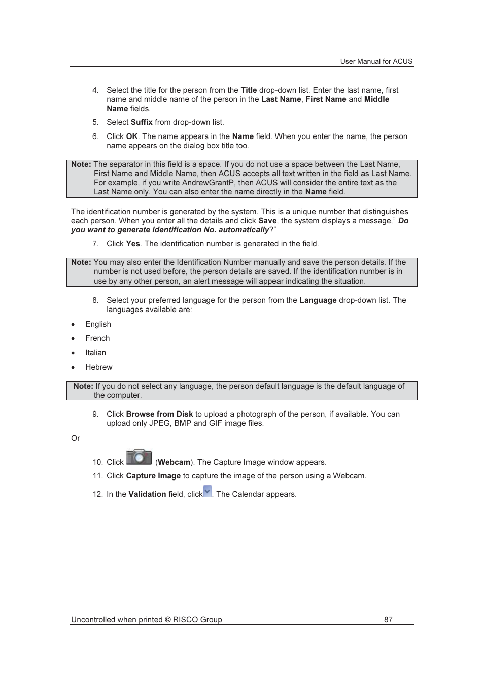 RISCO Group ACUS User Manual | Page 115 / 525