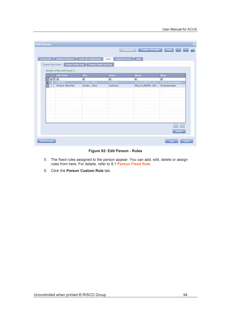 RISCO Group ACUS User Manual | Page 122 / 525