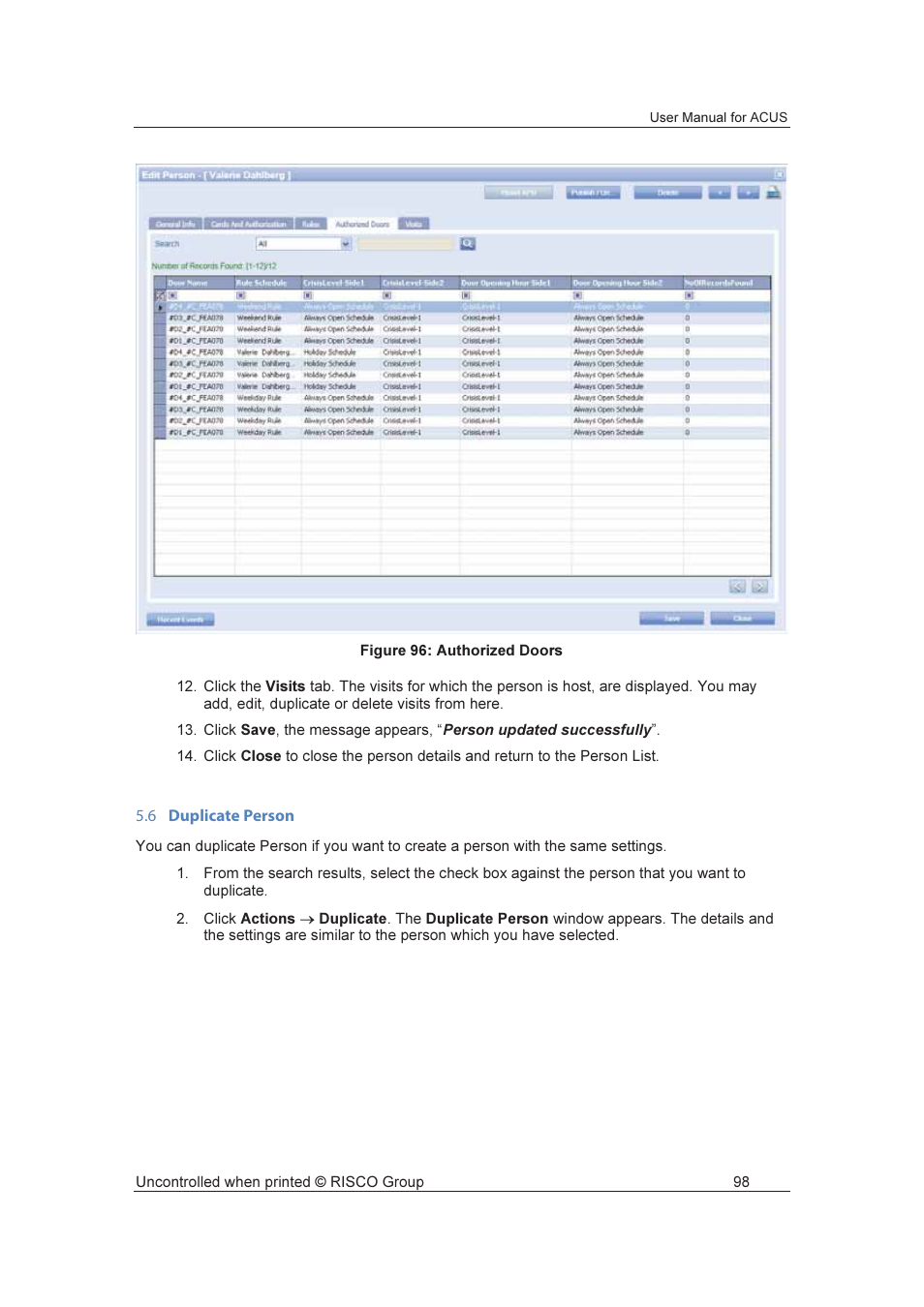 RISCO Group ACUS User Manual | Page 126 / 525