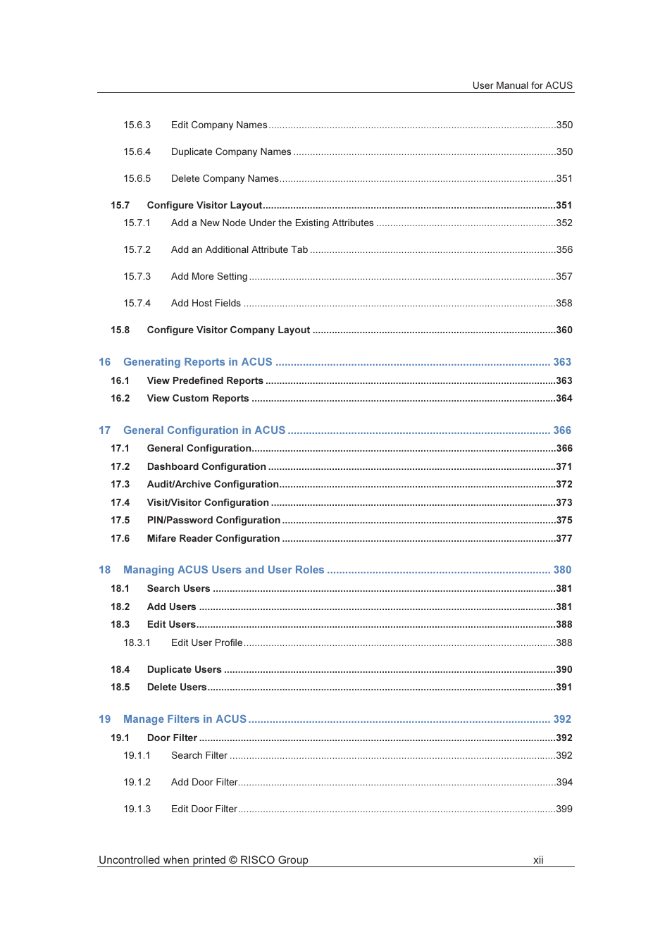 RISCO Group ACUS User Manual | Page 13 / 525