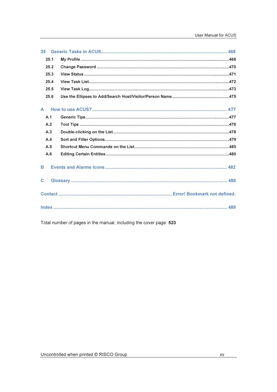 RISCO Group ACUS User Manual | Page 16 / 525